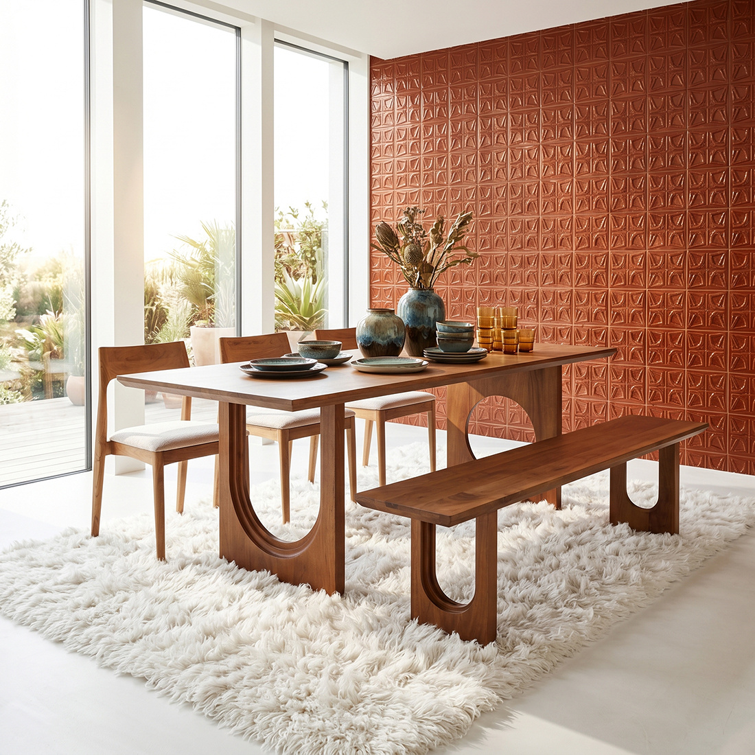 Raw Materials Amsterdam Mix met bolle en afgeschuinde rand mangohouten eettafel - 180 cm