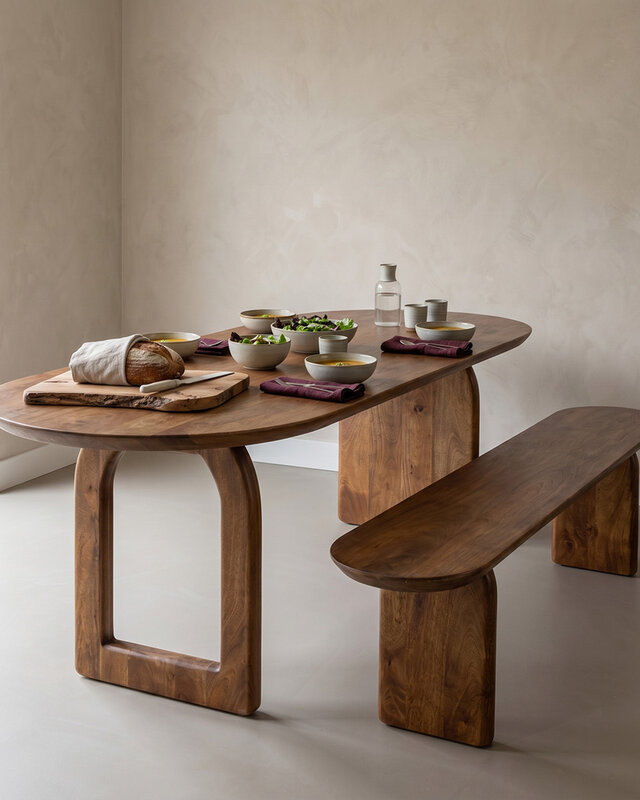 Raw Materials Amsterdam Bullnose Eetkamerbank | H45 x B200 x D35 cm