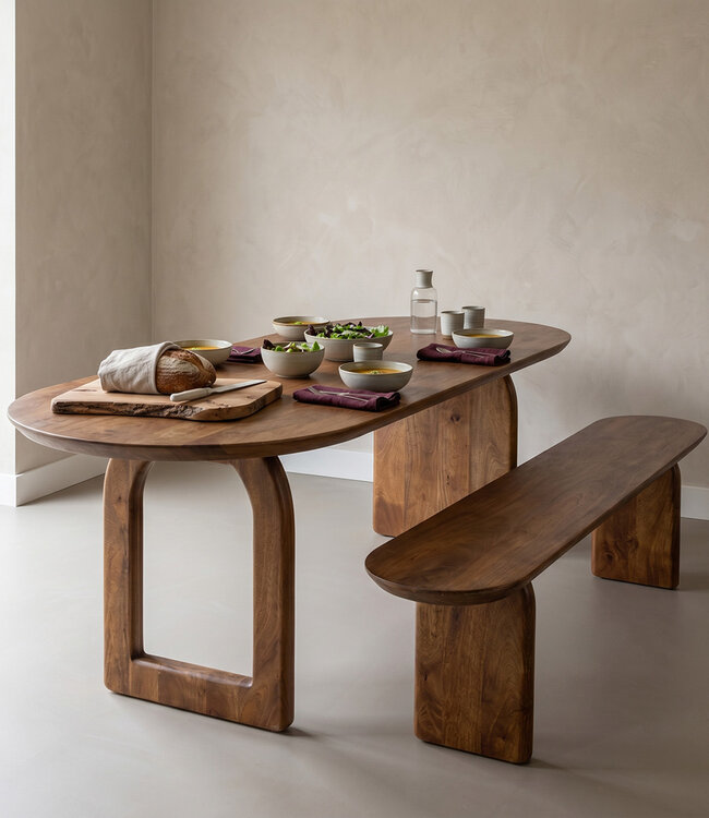Raw Materials Amsterdam Bullnose Eetkamerbank | H45 x B200 x D35 cm