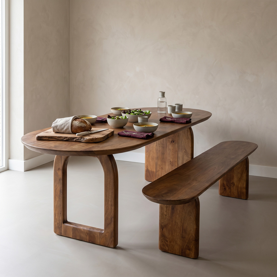 Raw Materials Amsterdam Bullnose Eetkamerbank | H45 x B200 x D35 cm