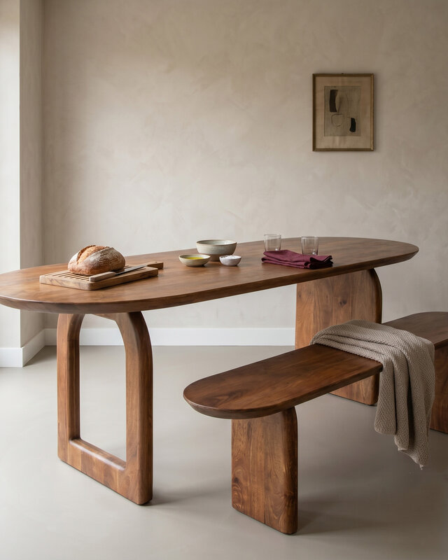 Raw Materials Amsterdam Bullnose Eetkamerbank | H45 x B200 x D35 cm