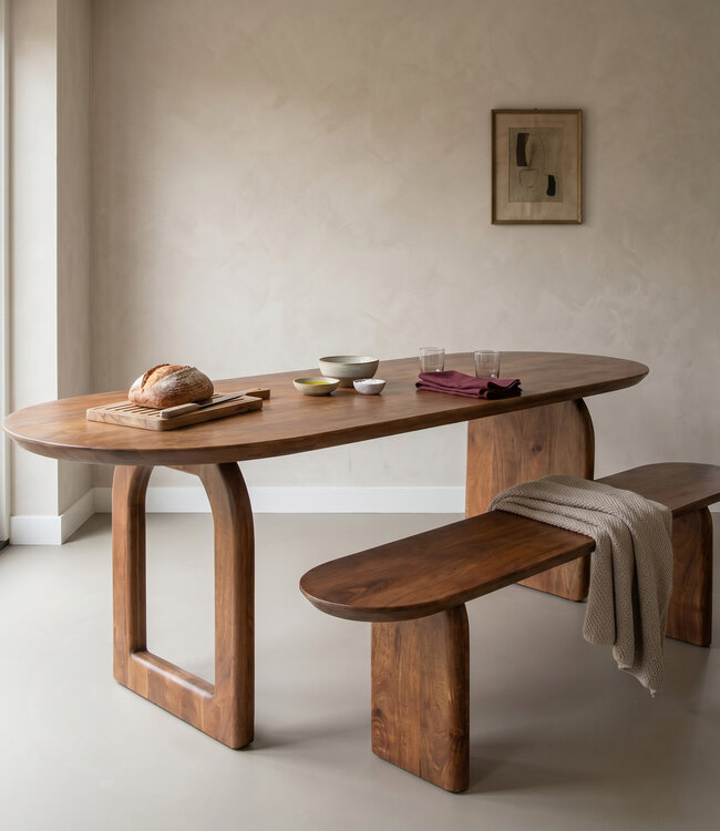 Raw Materials Amsterdam Bullnose Eetkamerbank | H45 x B200 x D35 cm