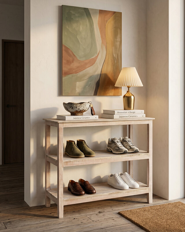 Raw Materials Amsterdam Witgewassen schoenenrek - 90x35x76 cm