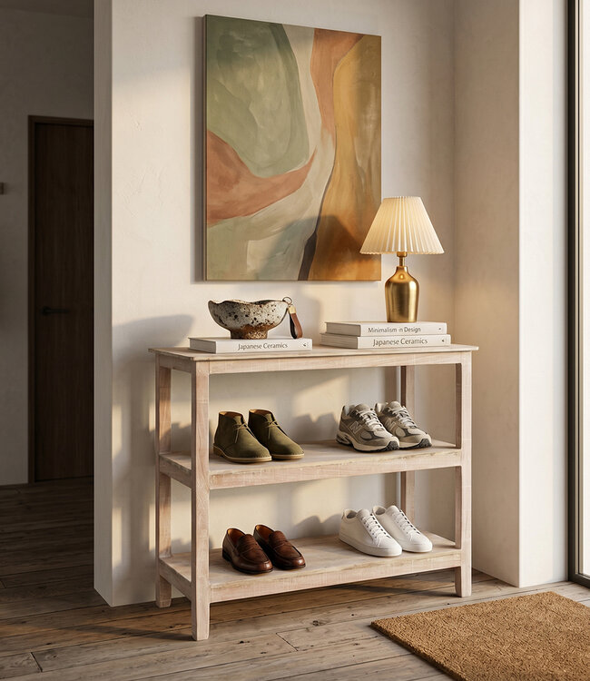 Raw Materials Amsterdam Witgewassen schoenenrek - 90x35x76 cm