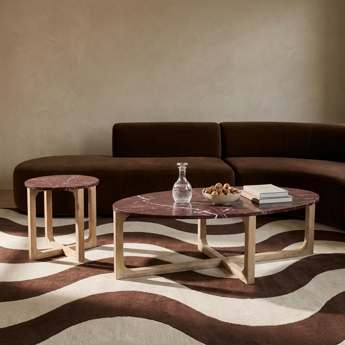 Raw Materials Amsterdam Marmeren salontafel Cherry - 120x60x38 cm