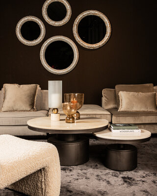 PTMD Salontafel Bregt | Beige Marmer | H37 x Ø60 cm
