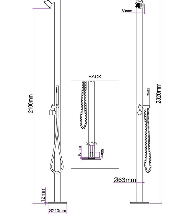 Wiesbaden Buitendouche Sunset Mengkraan Met Handdouche RVS 316 Chroom