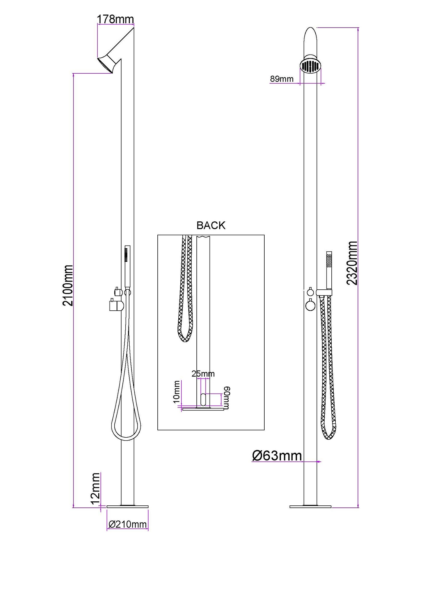 Wiesbaden Buitendouche Sunset Mengkraan Met Handdouche RVS 316 Chroom