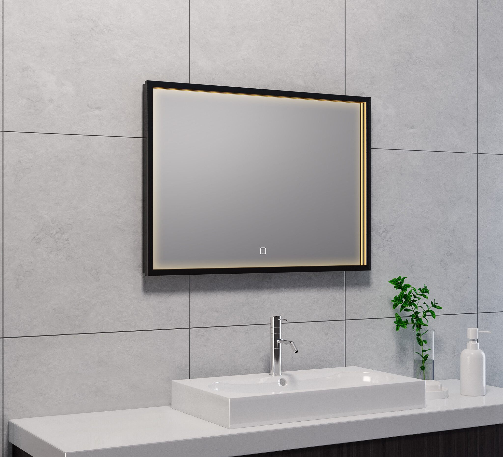 Wiesbaden Rechthoekige Condens-vrije LED Spiegel - Mat Zwart - 70 x 50 cm