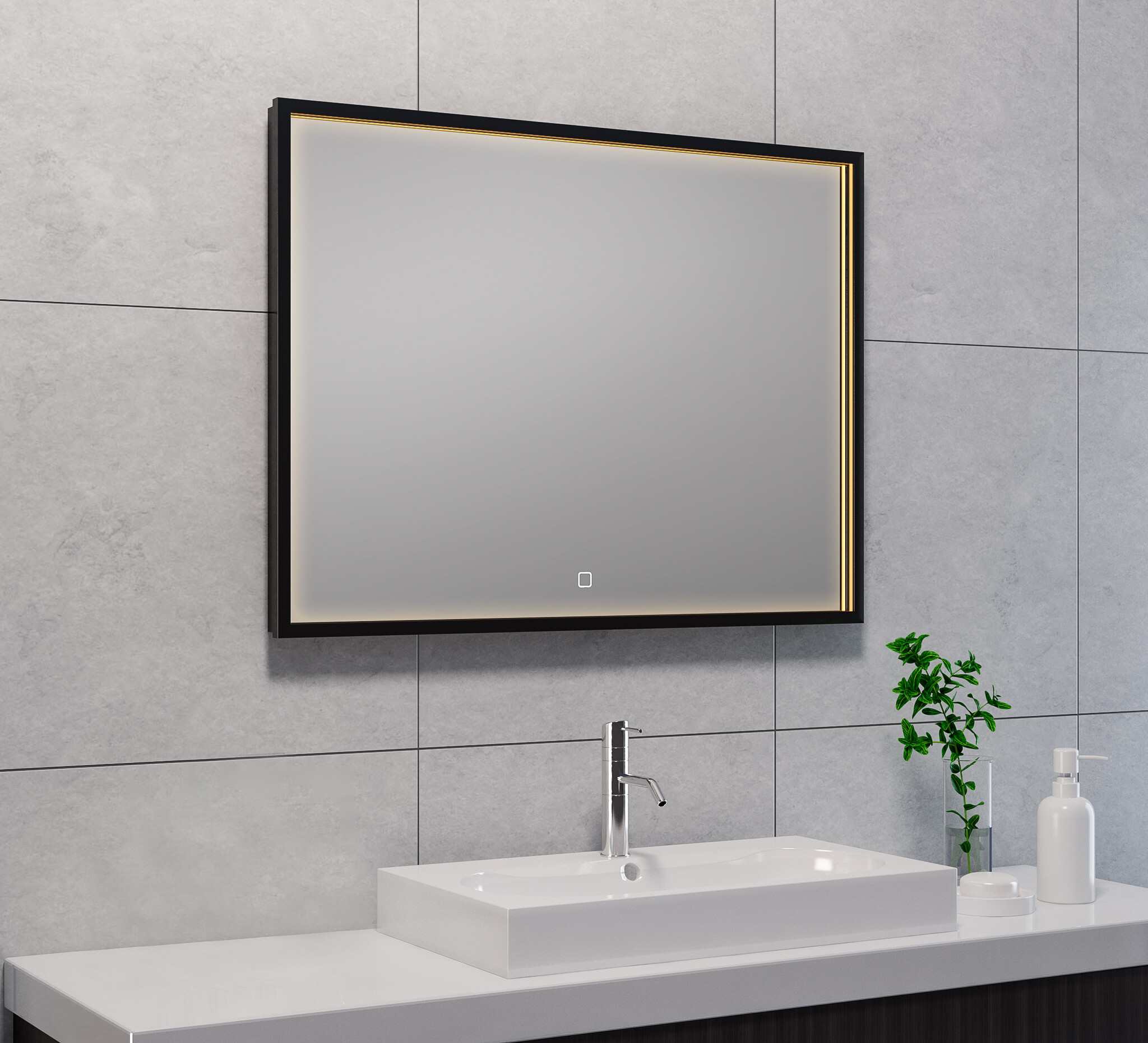 Wiesbaden Rechthoekige Condens-vrije LED Spiegel - Mat Zwart - 80 x 60 cm