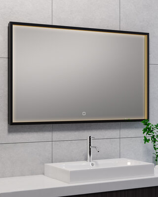 Wiesbaden Rechthoekige Condens-vrije LED Spiegel - Mat Zwart - 100 x 60 cm