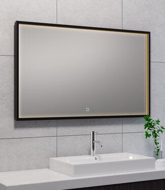 Wiesbaden Rechthoekige Condens-vrije LED Spiegel - Mat Zwart - 100 x 60 cm