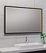 Wiesbaden Rechthoekige Condens-vrije LED Spiegel - Mat Zwart - 100 x 60 cm