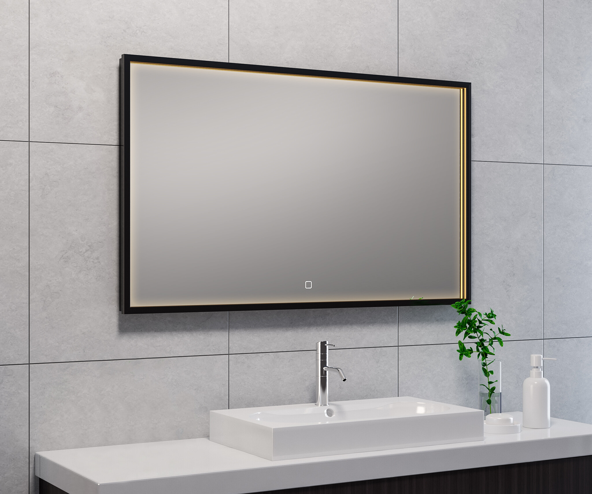 Wiesbaden Rechthoekige Condens-vrije LED Spiegel - Mat Zwart - 100 x 60 cm