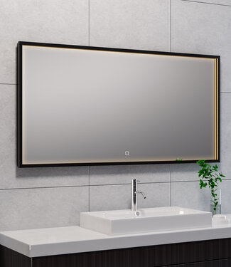 Wiesbaden Rechthoekige Condens-vrije LED Spiegel - Mat Zwart - 120 x 60 cm