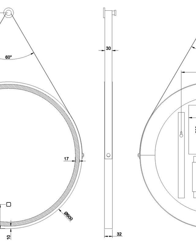 Wiesbaden Cinto Spiegel Rond Met Band - LED - Dimbaar - Condensvrij -60 Cm Zwart