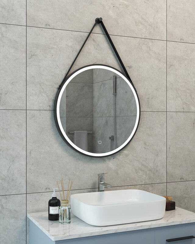 Wiesbaden Cinto Spiegel Rond Met Band - LED - Dimbaar - Condensvrij -60 Cm Zwart