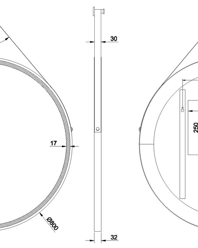Wiesbaden Cinto Spiegel Rond Met Band - LED - Dimbaar - Condensvrij - 80 Cm Zwart