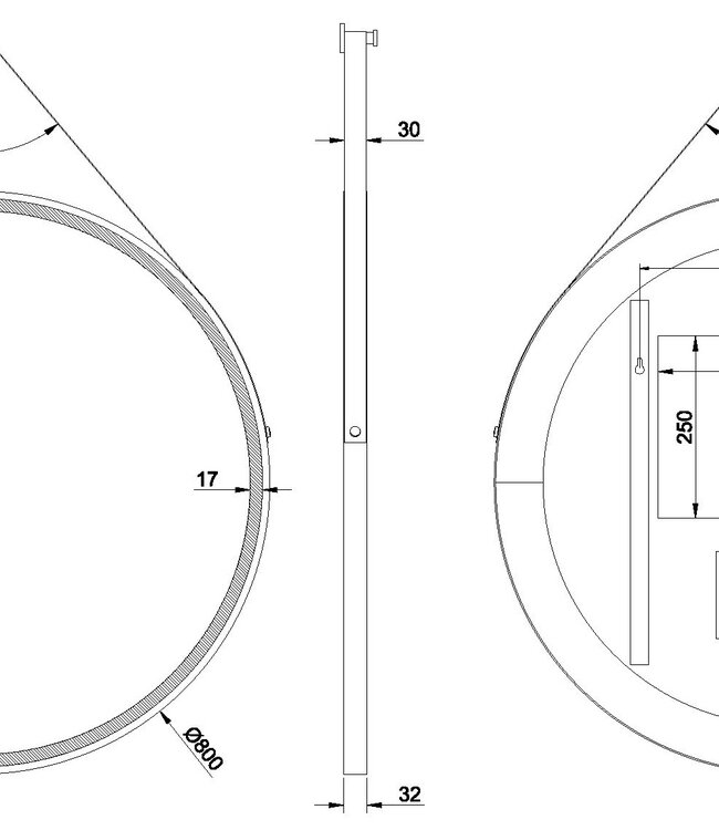 Wiesbaden Cinto Spiegel Rond Met Band - LED - Dimbaar - Condensvrij - 80 Cm Zwart