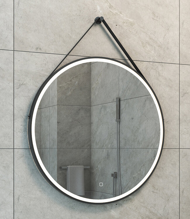 Wiesbaden Cinto Spiegel Rond Met Band - LED - Dimbaar - Condensvrij - 80 Cm Zwart