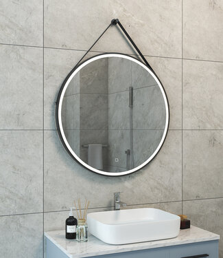 Wiesbaden Cinto Spiegel Rond Met Band - LED - Dimbaar - Condensvrij - 80 Cm Zwart