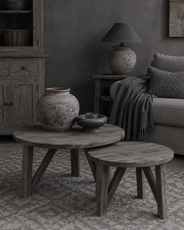 Luksa Home Collection Salontafel Tein | Set Van 2 | Antique Grey