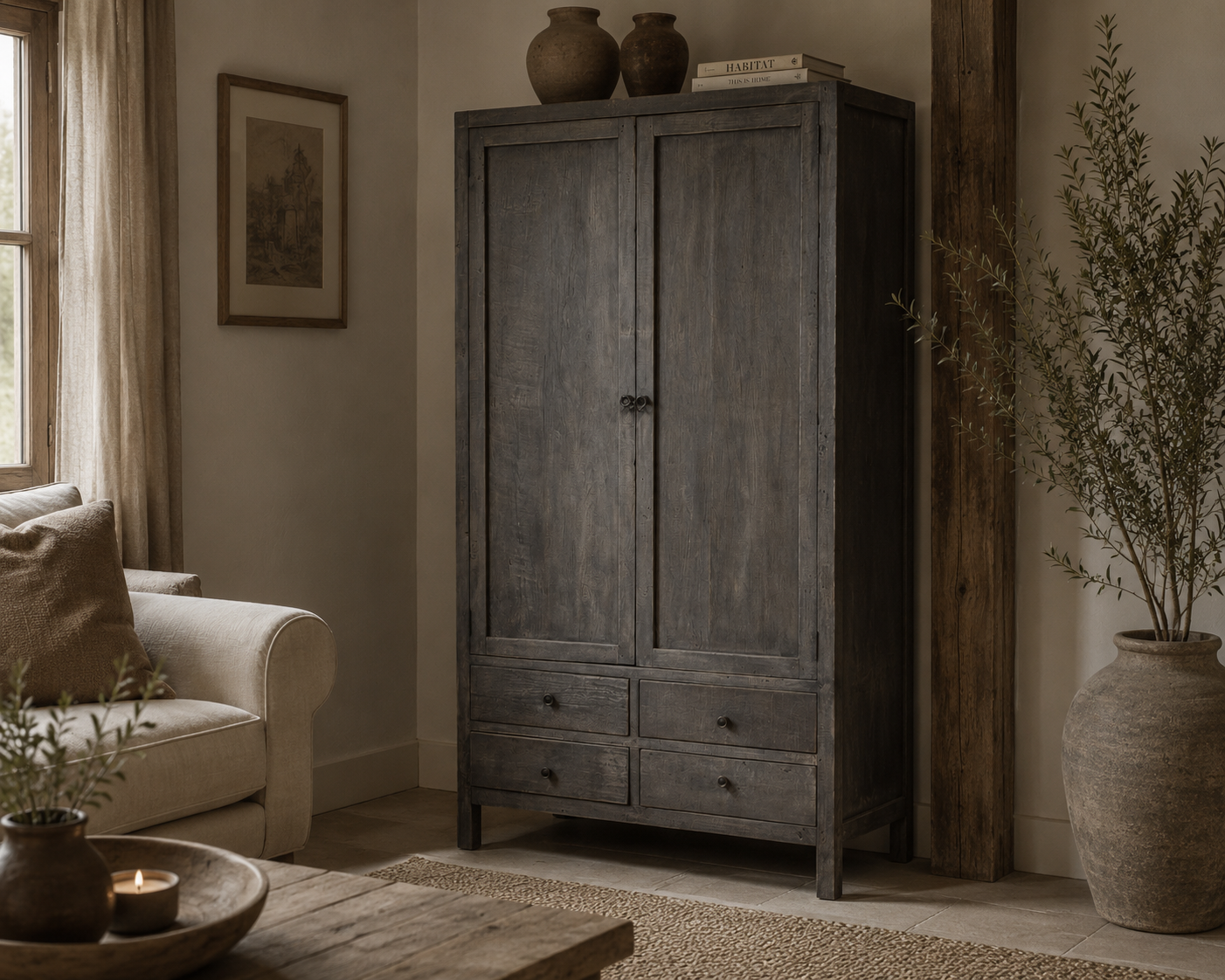 Luksa Home Collection Kast Suyin | Antique Grey | H200 x B110 x D50 cm