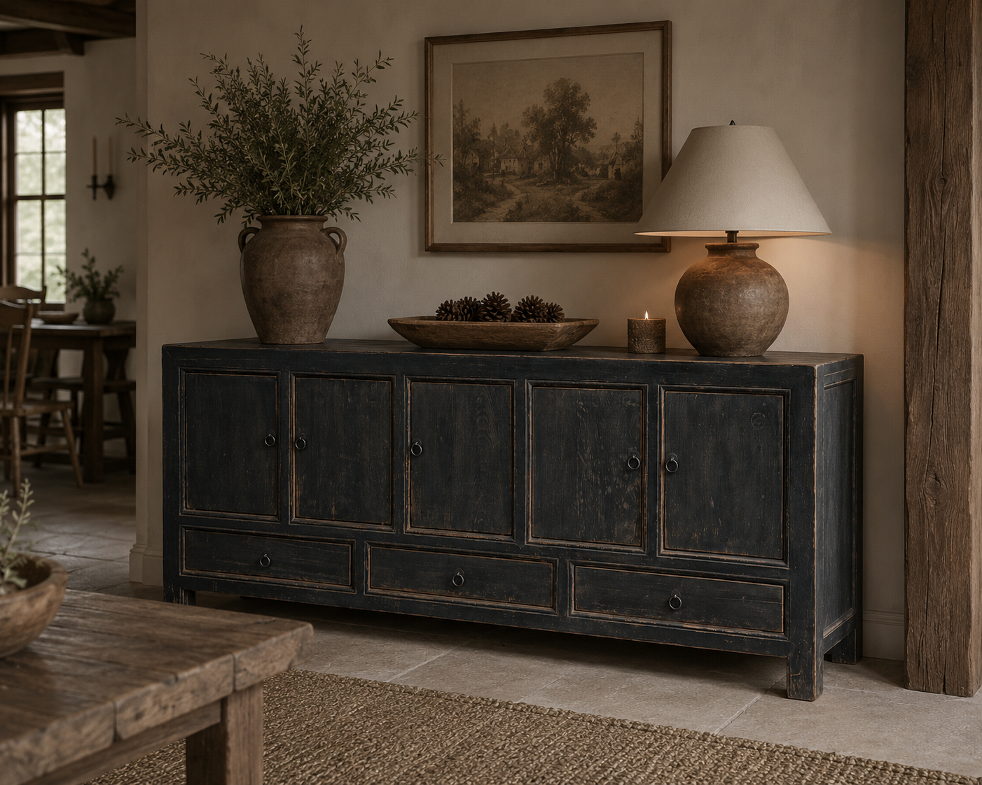 Luksa Home Collection Dressoir Maya | Mat Zwart | H83 xB200 x D45 cm
