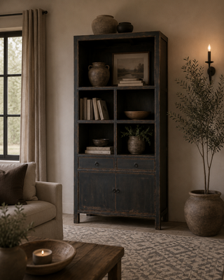 Luksa Home Collection Vakkenkast Juul | Matt Black | H220xB100xD44 cm