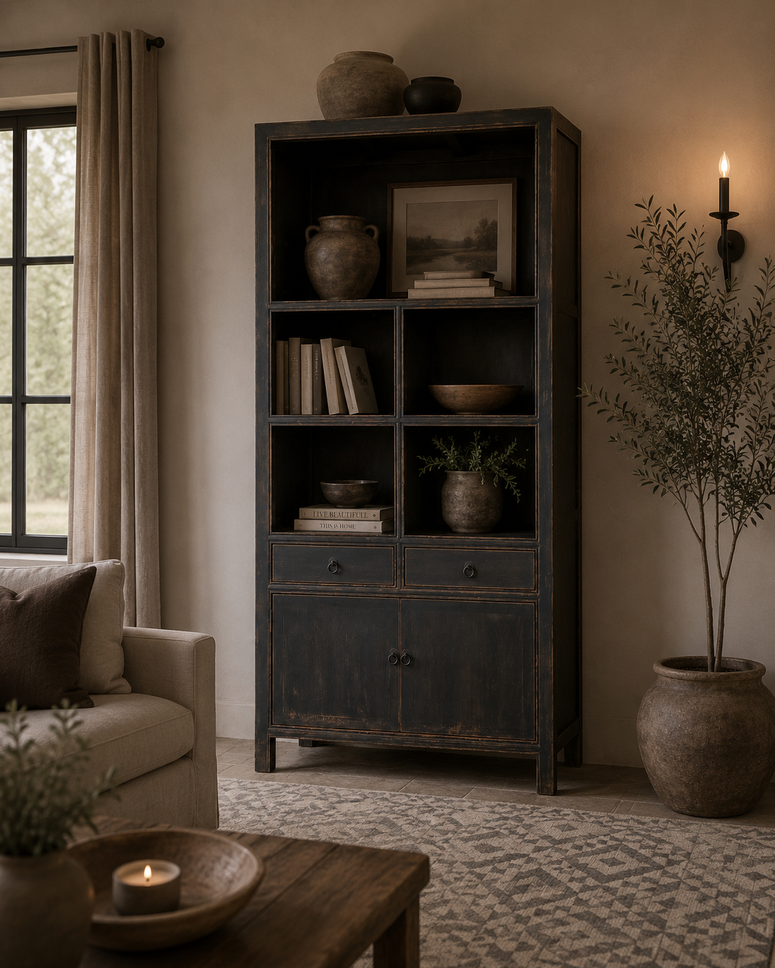 Luksa Home Collection Vakkenkast Juul | Matt Black | H220xB100xD44 cm