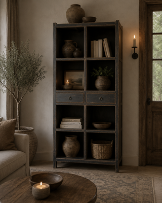 Luksa Home Collection Vakkenkast Coline | Matt Black | H225 x B100 x D44 cm