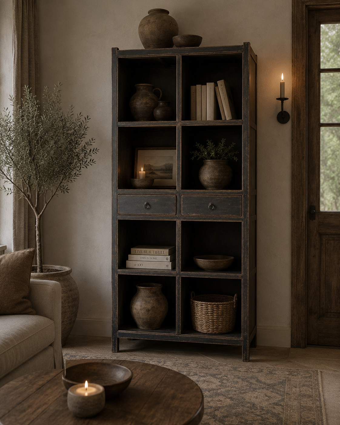 Luksa Home Collection Vakkenkast Coline | Matt Black | H225 x B100 x D44 cm