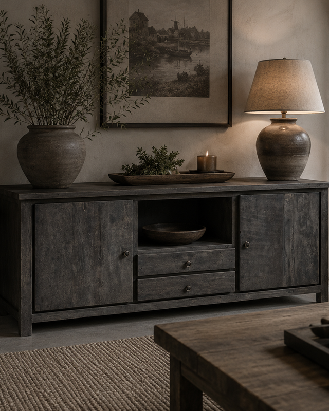 Luksa Home Collection Dressoir Stef | Antique Grey | H85 x B180 x D50 cm