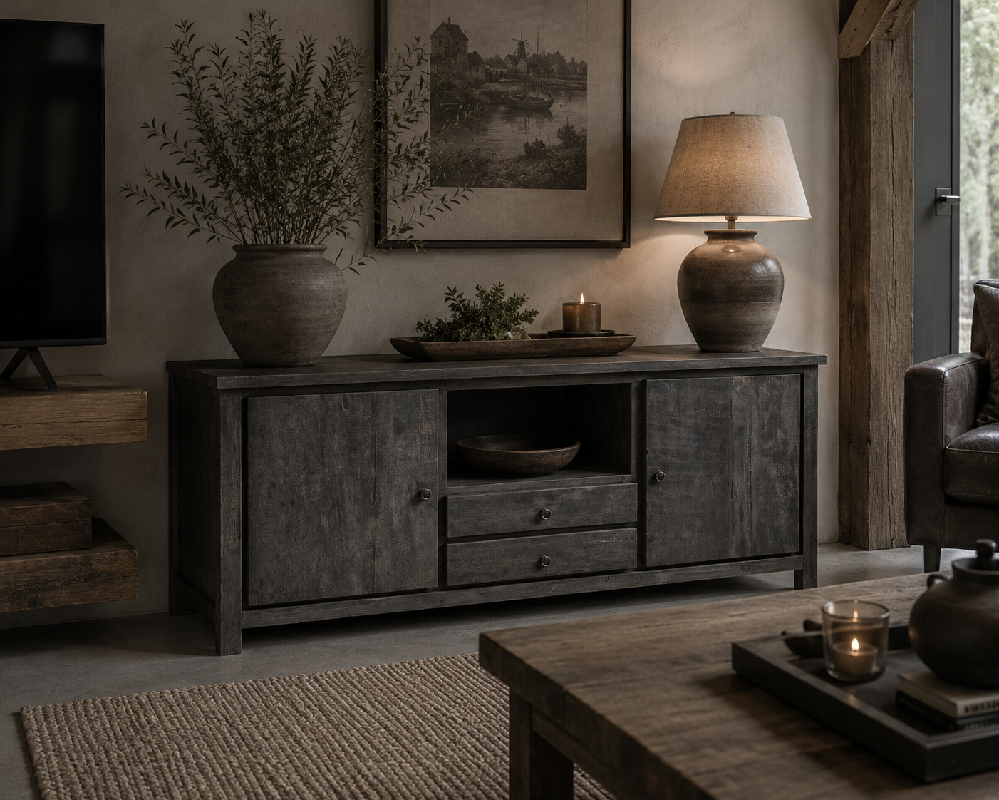 Luksa Home Collection Dressoir Stef | Antique Grey | H85 x B180 x D50 cm