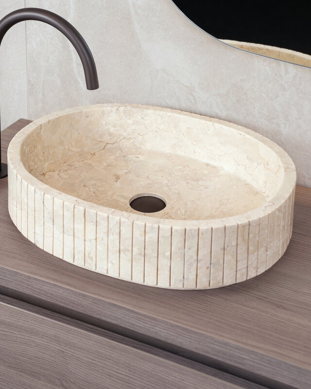 Loutro Bathroomware Waskom Jayda Ovaal | Marmer | 2 Maten