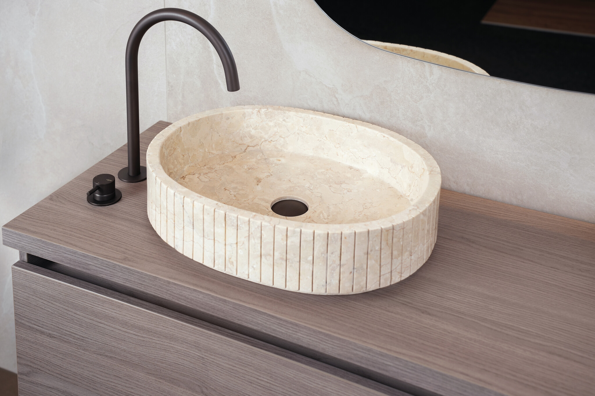 Loutro Bathroomware Waskom Jayda Ovaal | Marmer | 2 Maten
