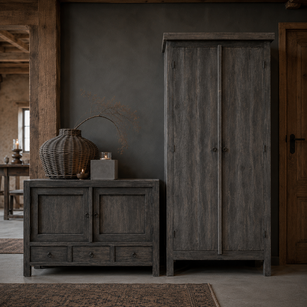 Luksa Home Collection Kast Giedo | Antique Grey | H190 x B100 x D50 cm