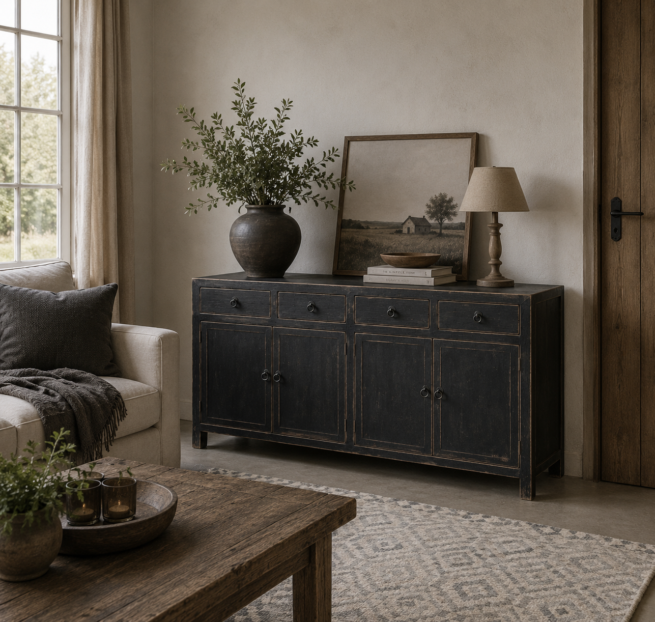Luksa Home Collection Dressoir Sven | Vintage Matt Black | H92 x B154 x D42 cm