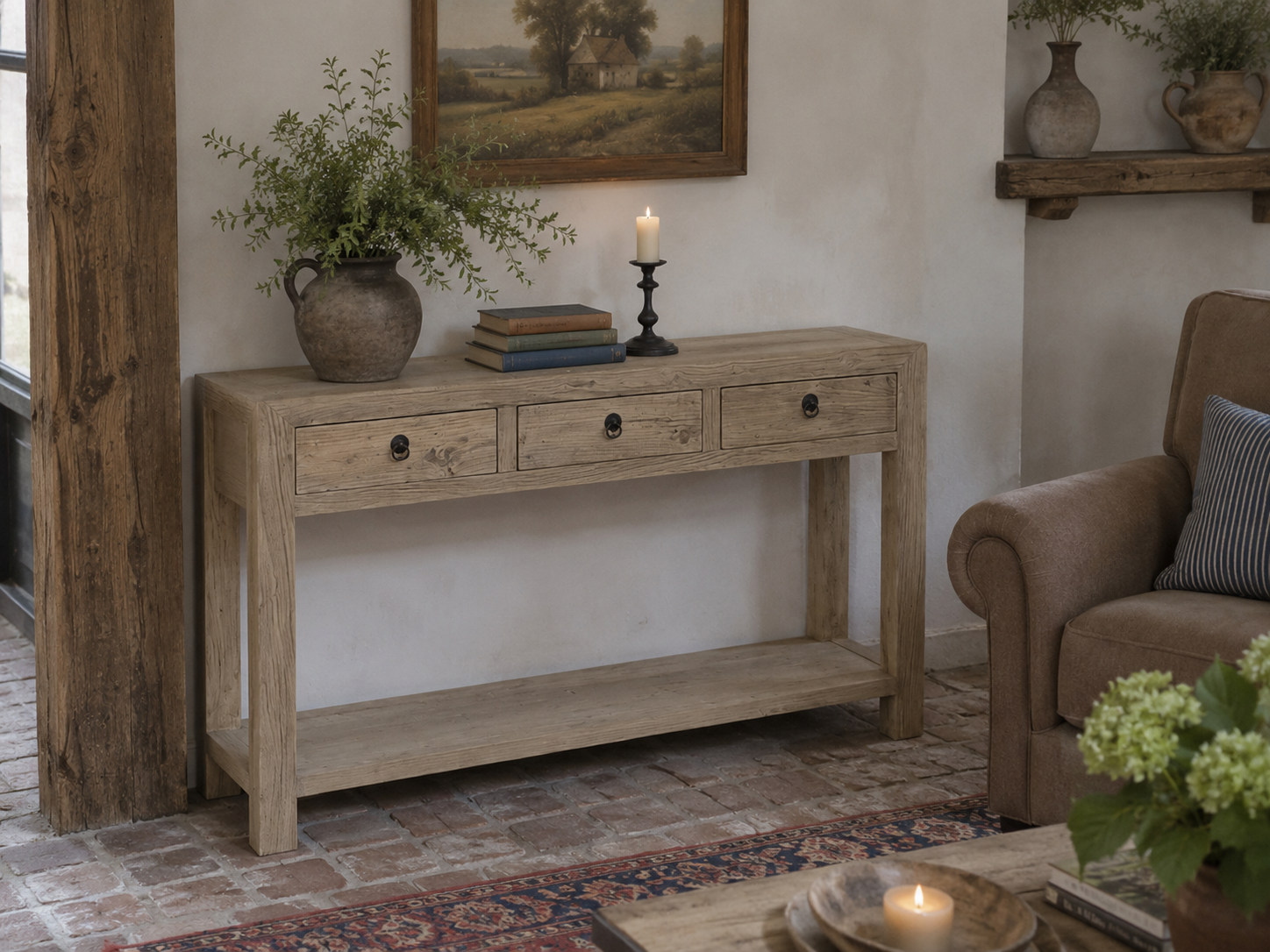 Luksa Home Collection Wandtafel Lian | Naturel | H90 x B140 x D38 cm