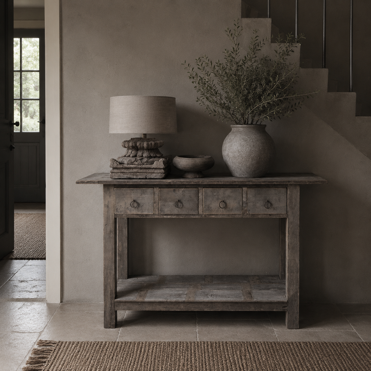 Luksa Home Collection Wandtafel Lian | Antique Grey | H80 x B160 x D40 cm