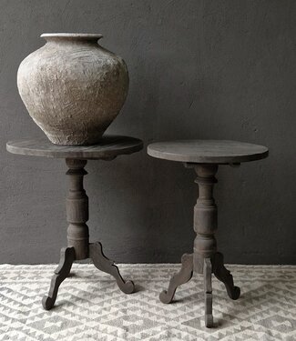 Luksa Home Collection Houten Wijntafel Bas | Antique Grey | D50 cm