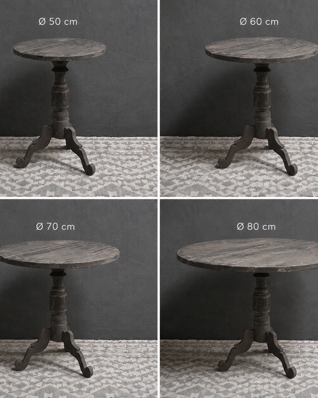 Luksa Home Collection Houten Wijntafel Bas | Antique Grey | D50 cm