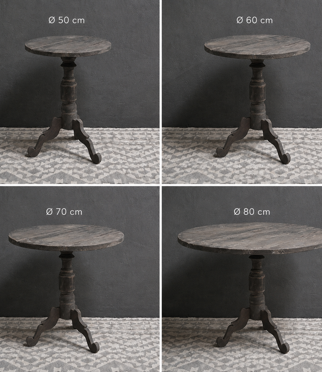 Luksa Home Collection Houten Wijntafel Bas | Antique Grey | D50 cm