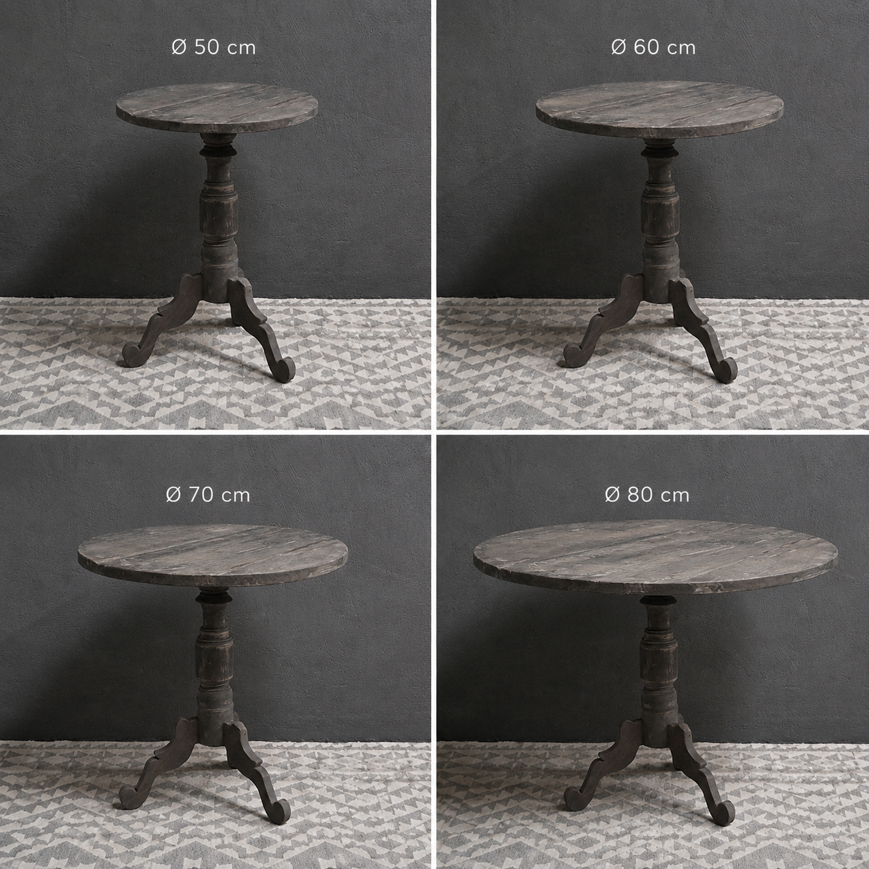 Luksa Home Collection Houten Wijntafel Bas | Antique Grey | D50 cm