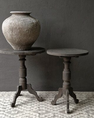 Luksa Home Collection Houten Wijntafel Bas | Antique Grey | D60 cm