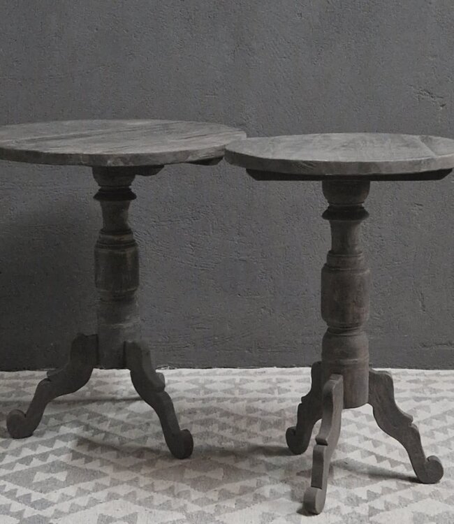 Luksa Home Collection Houten Wijntafel Bas | Antique Grey | D70 cm