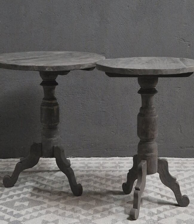 Luksa Home Collection Houten Wijntafel Bas | Antique Grey | D80 cm