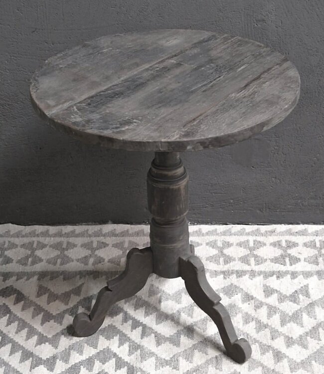 Luksa Home Collection Houten Wijntafel Bas | Antique Grey | D80 cm