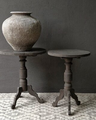 Luksa Home Collection Houten Wijntafel Bas | Antique Grey | D80 cm