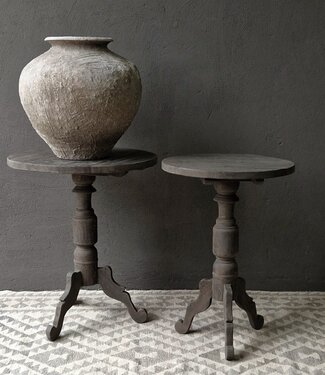 Luksa Home Collection Houten Wijntafel Bas | Antique Grey | D80 cm